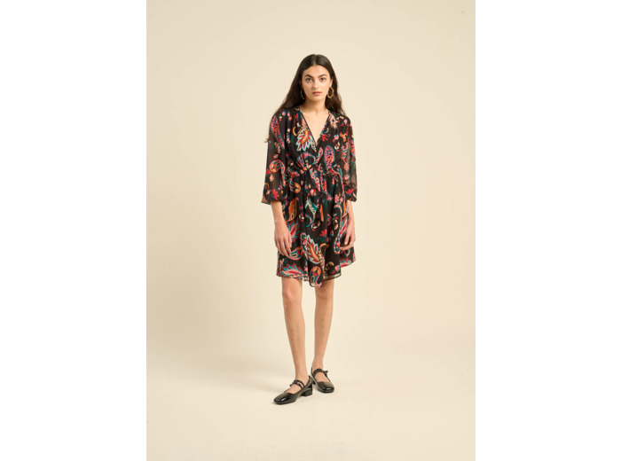 Robe courte imprimée à col V