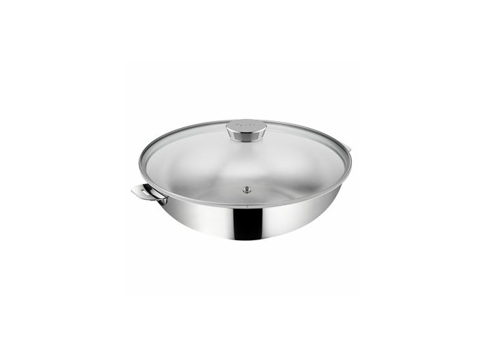 Poele Wok Inox Salvaspazio Avec Couvercle 26 Cm (3,3L)
