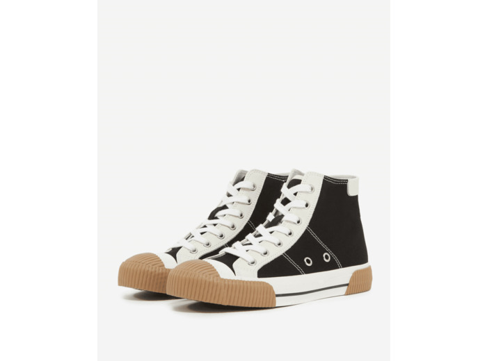 Baskets Montantes En Canvas Avec Empiecements Cuir black