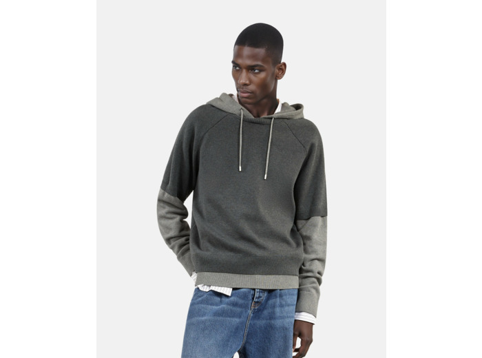 Pull a capuche bi-color middle grey / anthracite