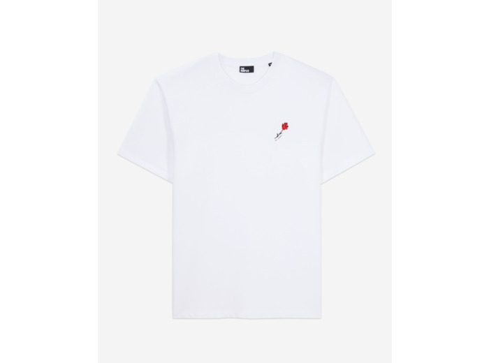 T-Shirt Blanc Avec Broderie Fleur white