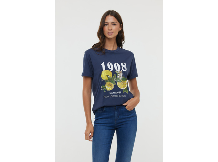 T-shirt mixte manches courtes avec graphisme  « Citron » placé poitrine