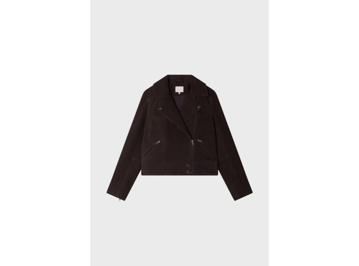 Veste biker en cuir velours - BIBIANE