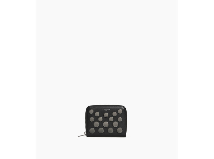 Porte monnaie Emilie en cuir lisse avec studs