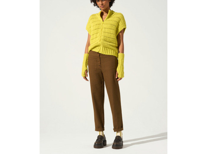 Pantalon droit kaki bronze