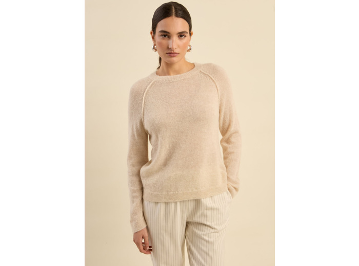 Pull col rond oversize en laine et alpaga