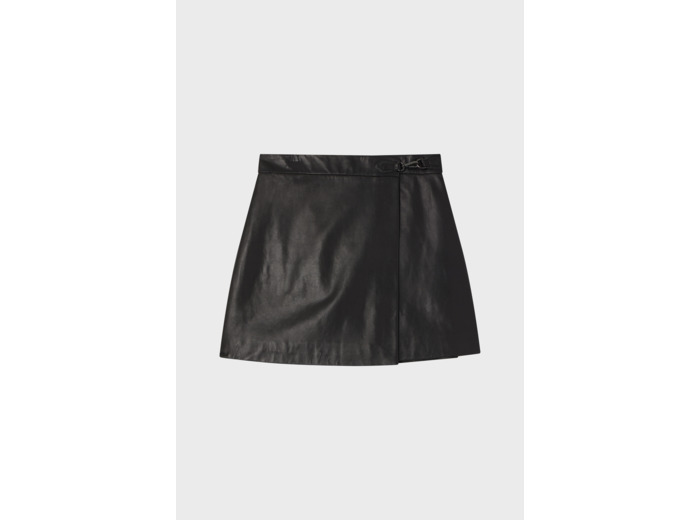 Jupe courte portefeuille en cuir - CARMINE