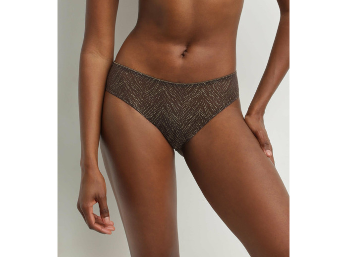Culotte en tulle Chocolat et zébrures or Dim Generous Édition Limitée
