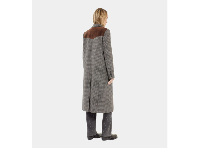 Manteau Long Pied De Poule Noir Et Blanc black white