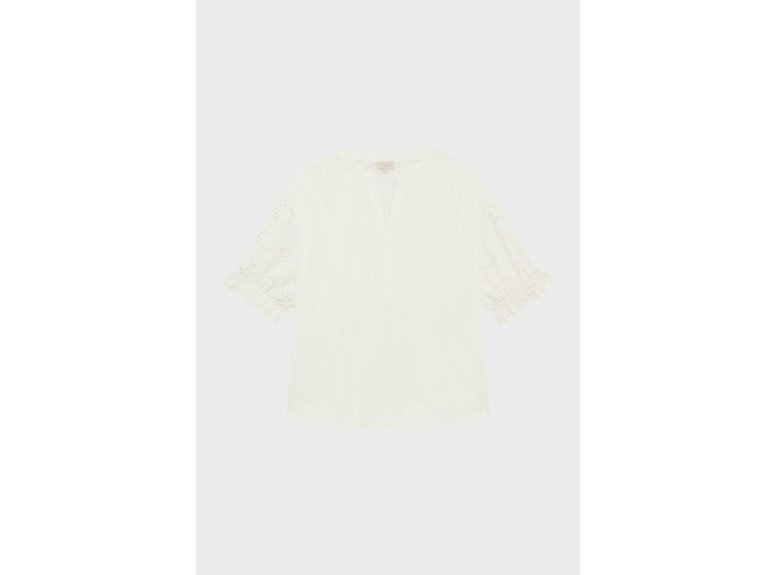 T-shirt en coton à manches brodées - GIANINA