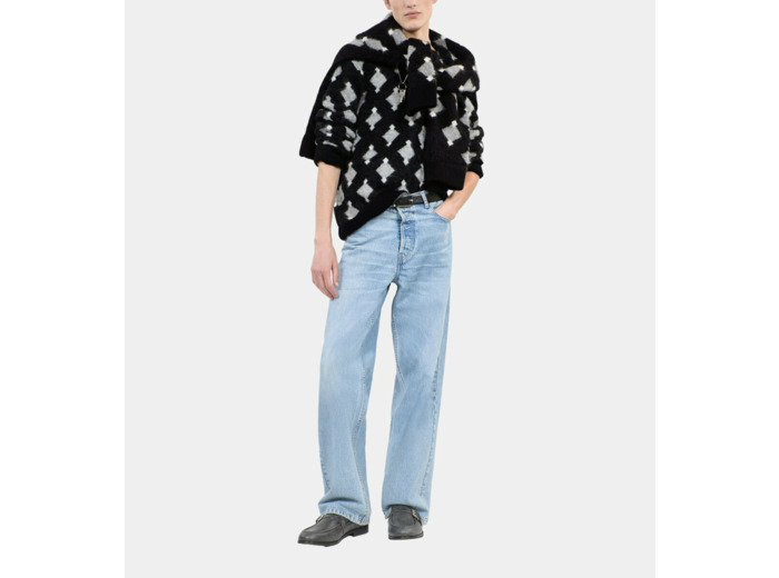 Pull À Losanges En Laine Et Alpaga Noir Et Gris black grey white