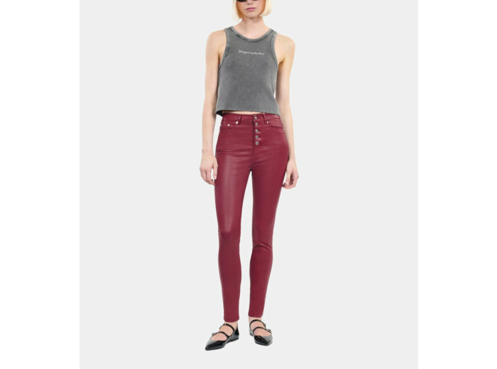 Jean Skinny Effet Cuir Rouge dark red