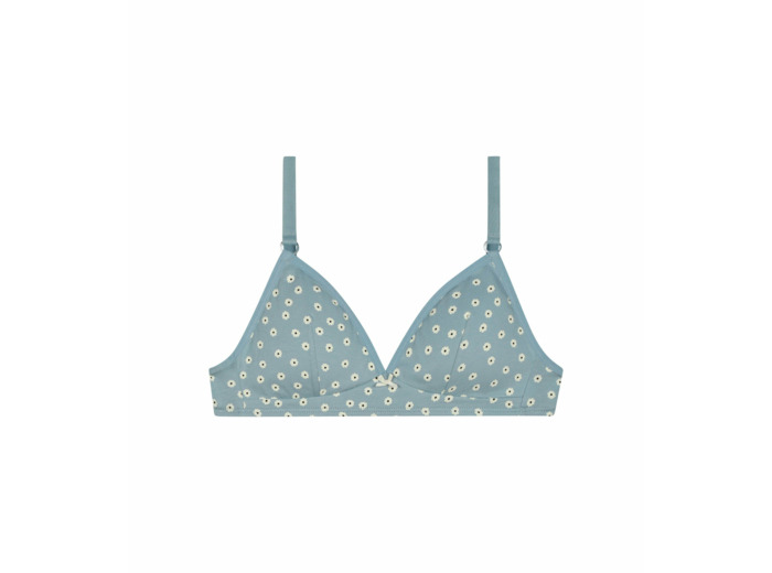 Soutien-gorge triangle fille motifs Fleurs Crème Les Pockets
