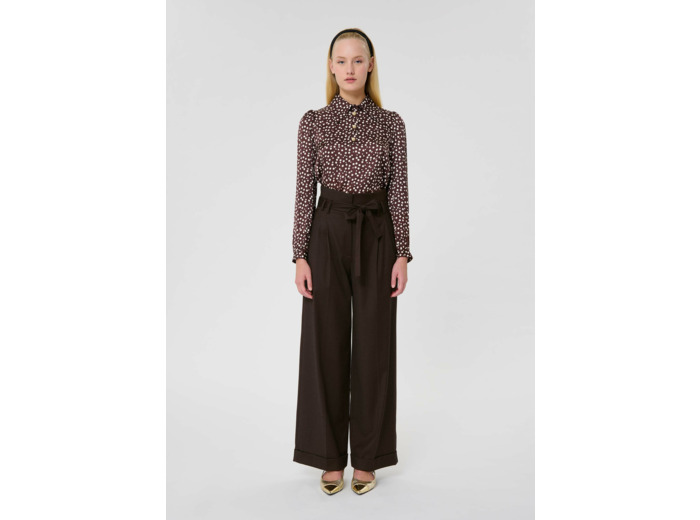 Pantalon Pia Chocolat en Laine Vierge