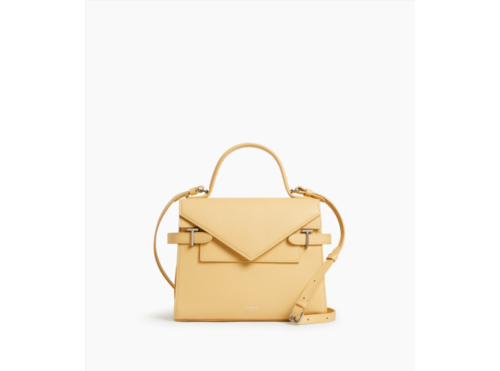 Sac à main double rabat moyen modèle Emilie en cuir grainé