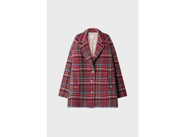 Manteau court en laine à carreaux - MARCEL