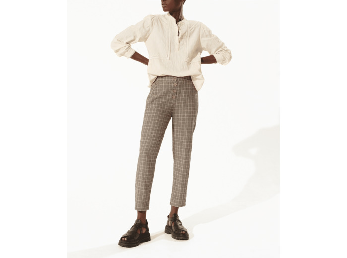 Pantalon droit carreaux sisal