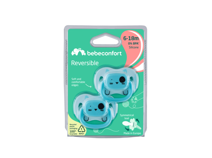 Bebeconfort sucettes silicone reversibles 6-18 mois X2 Blue