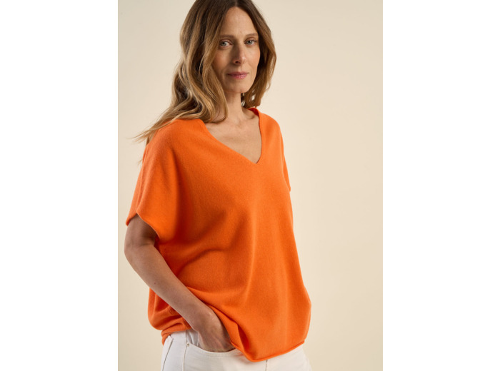 Pull manches courtes en cachemire