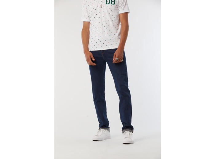 Pantalon straight fit, taille haute, jambe droite