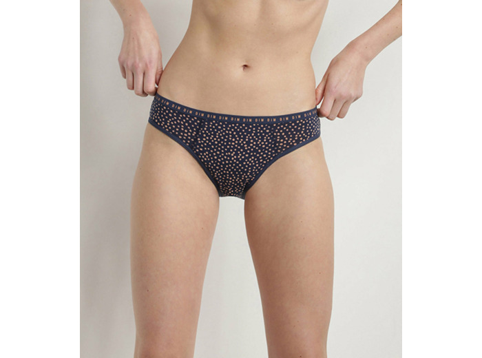 Culotte menstruelle en coton bio et pois Indigo Flux moyen Dim Protect