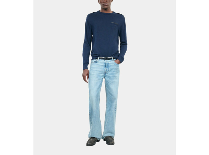 Pull En Laine Mérinos Bleue dark blue