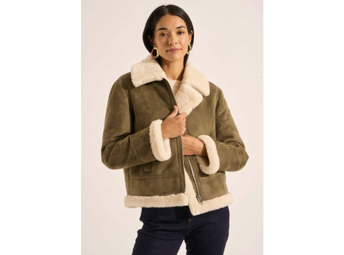 Blouson en fausse peau lainée