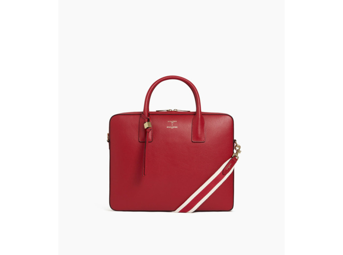 Porte-documents slim 15" Ines de la Fressange en cuir grainé