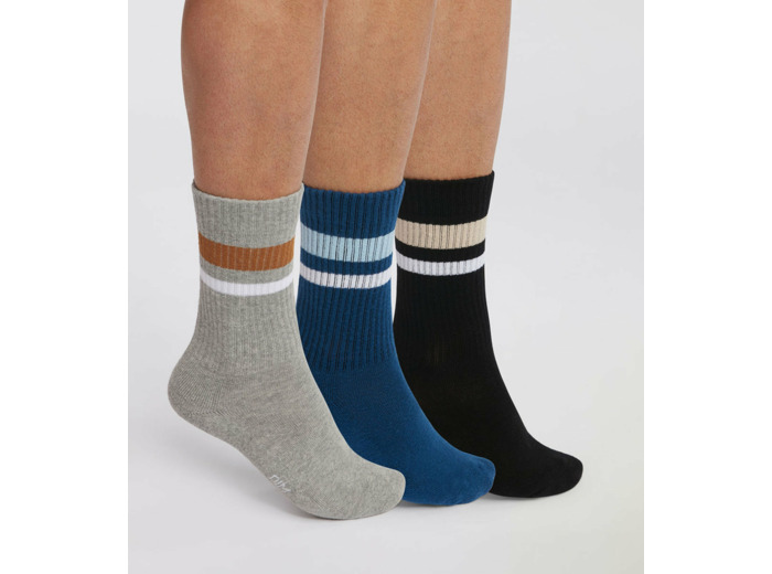 Lot de 3 paires de chaussettes homme en coton Bleu Noir EcoDim Sport