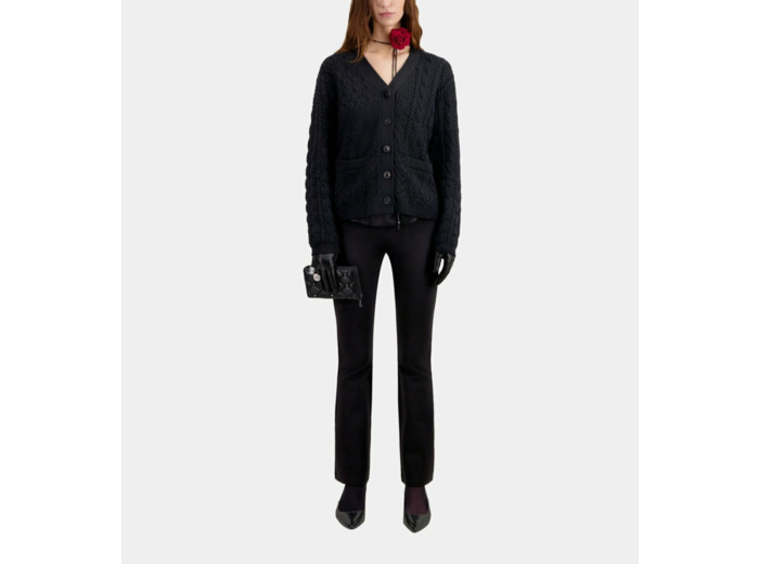 Cardigan Noir En Laine Torsadée black