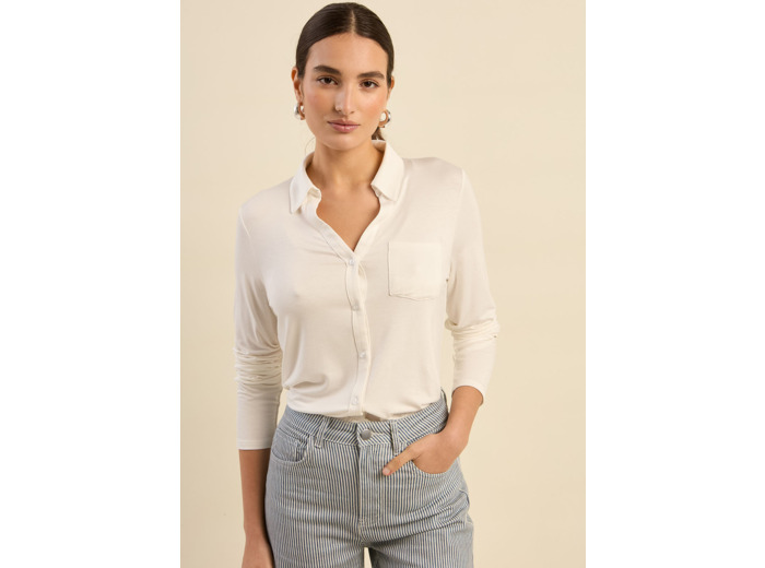 T-shirt col chemise manches longues