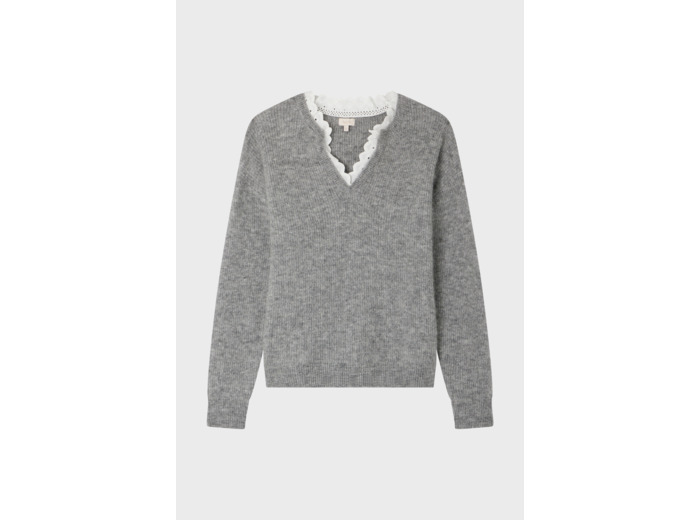 Pull mohair à col dentelle - JULETTE
