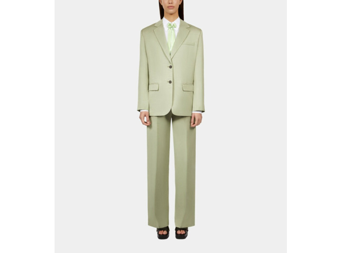Veste Tailleur Vert Clair En Lin kaki grey