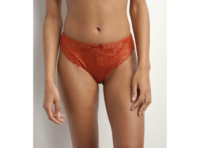 Slip femme en dentelle et microfibre Terracotta Generous Essentiel
