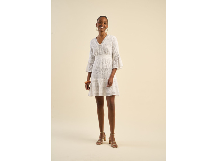 Robe courte décolleté V effet dentelle