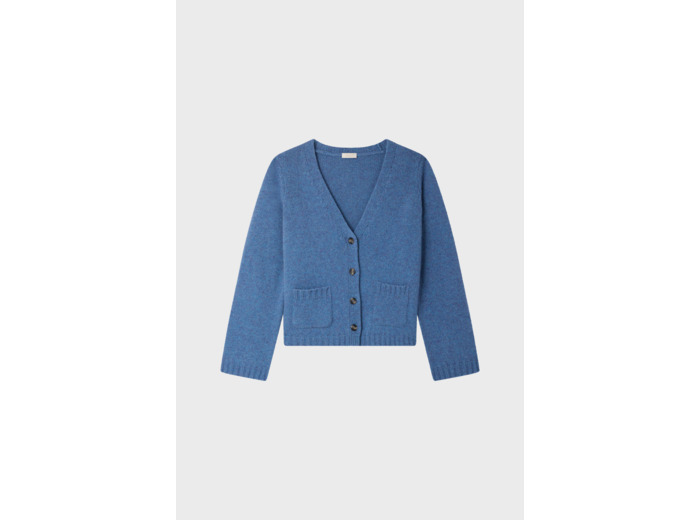 Gilet bleu chiné à col V - JOZIE
