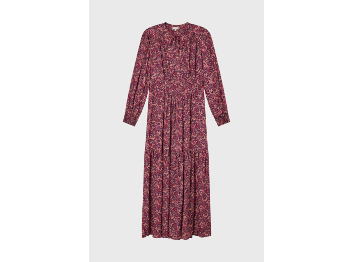Robe longue cintrée à fleurs -SALIANE