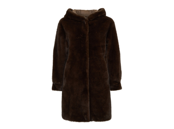Manteau en fourrure à capuche