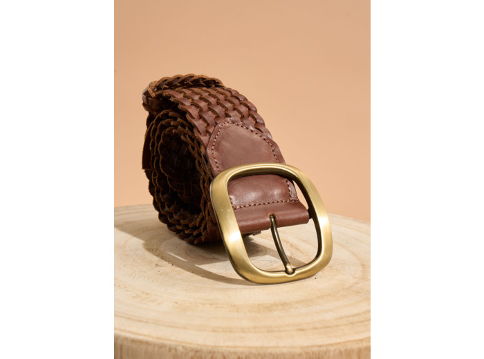 Ceinture large tressée en cuir