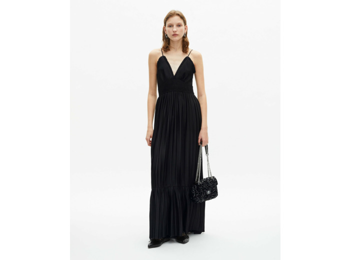 Robe plissee a lacage black