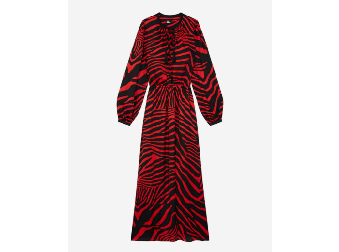 Robe Longue Imprimée Rouge black - red
