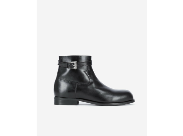 Bottines Avec Boucle En Cuir Noir black