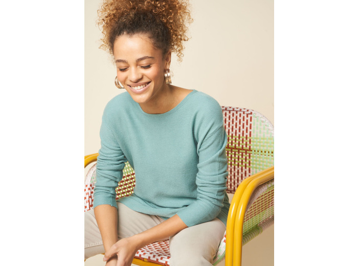 Pull col rond à manches longues