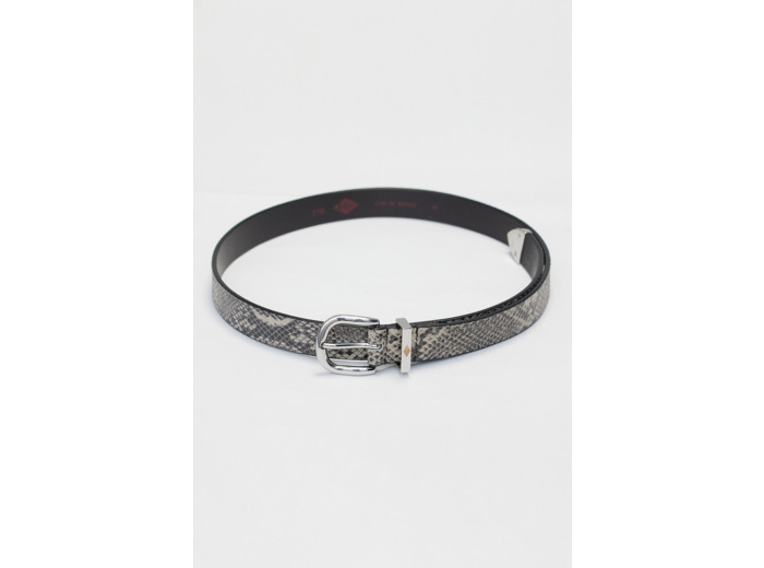 Ceinture en cuir, effet peau de serpent avec boucle et détail argenté