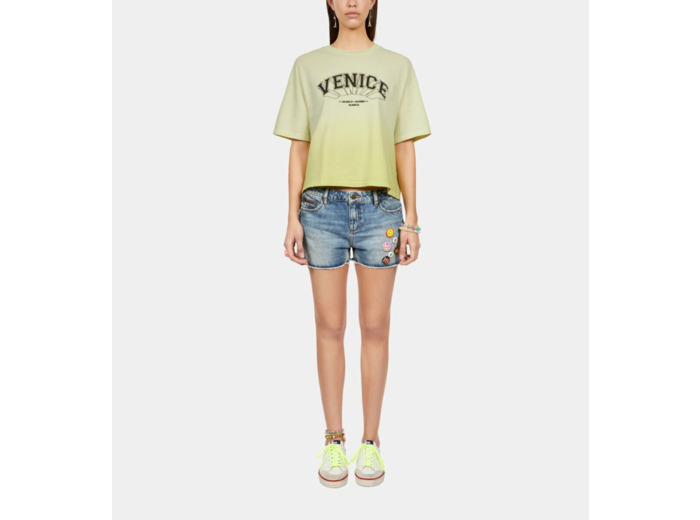 T-Shirt Jaune Dégradé Avec Sérigraphie Venice retro pink