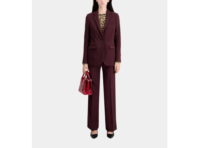 Veste De Costume En Crepe Fitte Epaule burgundy