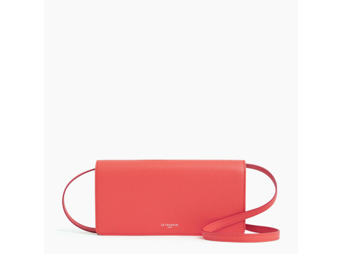 Pochette à rabat avec bandoulière amovible Emilie en cuir signature T