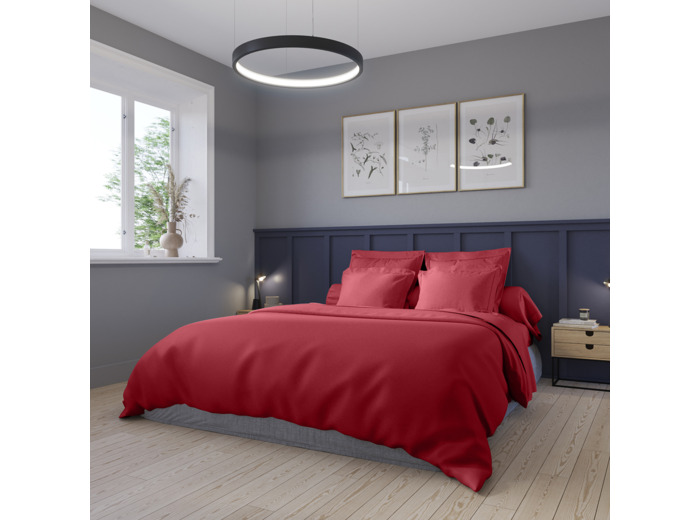 Housse de couette Partition Satin de coton Coloris Rouge