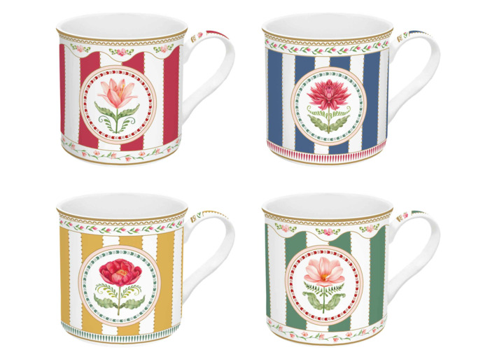 FLOWERY Coffret 4 mugs 30cl