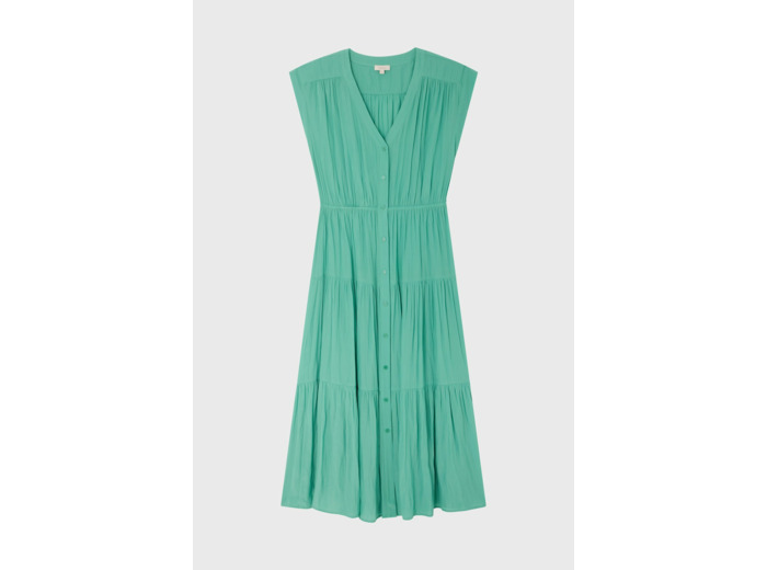 Robe longue unie à boutons - EMANE
